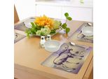 Abakuhaus Tovagliette Con Alci, Cervo Hipster Con Occhiali Da Sole E Macchina Fotografica Design Vintage Sfumato Divertente Arte Animale, Decorazioni Da Tavola In Tessuto Resistente Ai Colori Per La Sala Da Pranzo E La Cucina, Beige Lilla