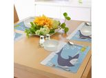 Abakuhaus Tovagliette Sottovaso Giallo Sottomarino, Squalo Con Contenitore Nelle Bolle Dell'oceano Con Tema Marino E Animali Cartoon, Tiscjdeco In Tessuto Resistente Al Lavaggio Per Sala Da Pranzo E Cucina, Giallo Verde Blu