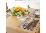 Tovagliette Abakuhaus, Tempio Greco Poseidon Al Tramonto, Mare E Cielo Nuvoloso, Stampa Digitale, Tiscjdeco In Tessuto Resistente Al Lavaggio Per Sala Da Pranzo E Cucina, Beige E Tortora