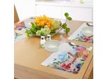 Abakuhaus Tovagliette Tropicali, Fiori E Farfalle Con Salsa Di Bacche Eis E Dessert Al Cioccolato Estivo, Tiscjdeco In Tessuto Resistente Al Lavaggio Per La Sala Da Pranzo E La Cucina, Multicolore
