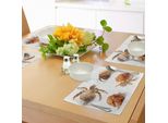 Tovagliette Abakuhaus Con Motivo A Granchi, Tema Sea Animals Motivo A Granchi Eremiti Dei Caraibi Stampa Digitale, Tiscjdeco In Tessuto Resistente Al Lavaggio Per Sala Da Pranzo E Cucina, Calendula E Bianco