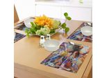 Tovagliette Fantasia Abakuhaus, Cascata Astratta Con Rocce Nel Fiume Immagine Digitale Stilizzata In Acrilico, Tiscjdeco In Tessuto Resistente Al Colore Per La Sala Da Pranzo E La Cucina, Multicolore