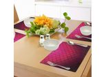 Tovagliette Abakuhaus Magenta, Motivi Geometrici Damascati In Stile Romantico, Stampa Artistica Vintage, Decorazioni Da Tavola In Tessuto Resistente Al Lavaggio Per Sala Da Pranzo E Cucina, Colore Rosa Fucsia.