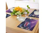 Abakuhaus Tovagliette Fantasia, Subacqueo Con Meduse Giganti Magico Mondo Sottomarino Artisan Image Marine Design, Tiscjdeco In Tessuto Resistente Al Lavaggio Per Sala Da Pranzo E Cucina, Viola Blu