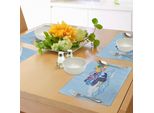 Tovagliette Abakuhaus Wal, Stile Caricaturale, La Balena Felice Vola Sulle Nuvole Con Un Arcobaleno Sulla Testa, Tiscjdeco In Tessuto Resistente Ai Colori Per La Sala Da Pranzo E La Cucina, Multicolore