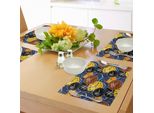 Tovagliette Abakuhaus, Un Motivo Con Quadranti Di Orologi Sul Tuo Stile Vintage Ha Ispirato Il Design Delle Illustrazioni, Tiscjdeco In Tessuto Resistente Al Lavaggio Per La Sala Da Pranzo E La Cucina, Giallo E Nero
