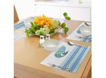 Tovagliette Abakuhaus Wal, Grande Balena Decorativa Con Motivo A Zigzag E Stampa Grafica Con Onde Oceaniche, Tovaglietta Decorativa In Tessuto Resistente Al Lavaggio Per Sala Da Pranzo E Cucina, Bianco E Blu