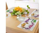 Tovagliette Abakuhaus Con Motivo Granchi, Illustrazione A Tema Per Bambini Con Divertente Stampa Caricaturale Di Granchi, Decorazione Da Tavola In Tessuto Resistente Ai Colori Per La Sala Da Pranzo E La Cucina, Verde Felce Viola
