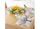 Abakuhaus Tovagliette Di San Valentino, Tema Amore, Albero Con Cuore, Romanticismo, Frutta, Foglie, Foresta, Coppia, Tiscjdeco In Tessuto Resistente Al Lavaggio Per Sala Da Pranzo E Cucina, Rosso Cinabro, Nero