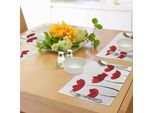 Tovagliette Abakuhaus Con Motivi Floreali, Ispirate A San Valentino, Con Raffinati Petali Di Rosa, Fiori Chiari, Illustrazioni Naturali, Decorazioni Da Tavola In Tessuto Resistente Al Lavaggio Per La Sala Da Pranzo E La Cucina, Colore Rosso.