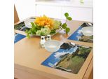 Abakuhaus Tovagliette Hobbit, Overhill Hobbit Village A Matamata, Nuova Zelanda, Scena Fantasy, Stampa Su Tessuto, Tiscjdeco In Tessuto Resistente Ai Colori Per La Sala Da Pranzo E La Cucina, Verde Blu