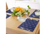 Tovagliette Abakuhaus Blu Navy, Motivo Floreale - Graziosi Pois E Fiori - Arte Ispirata Alla Vita Di Campagna, Decorazione Da Tavola In Tessuto Resistente Al Lavaggio Per La Sala Da Pranzo E La Cucina, Bianco E