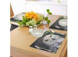 Tovagliette Abakuhaus Magier, Motivo White Owl, Tema Animali, Foglie Verdi, Occhi Color Ambra, Stampa Stregoneria, Decorazione Da Tavola In Tessuto Resistente Al Lavaggio Per Sala Da Pranzo E Cucina, Bianco, Nero, Verde