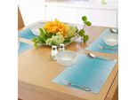 Abakuhaus Tovagliette Ombreggianti, Tema Astratto - Spiaggia Tropicale - Baia - Acqua - Stampa Digitale Ombreggiata, Tiscjdeco In Tessuto Resistente Al Colore Per La Sala Da Pranzo E La Cucina, Turchese