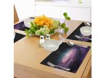Tovagliette Abakuhaus Galaxis, Galassia A Spirale Nello Spazio Andromeda Nebulosa Stella Polvere Universo Astronomia Stampa, Tiscjdeco In Tessuto Resistente Al Colore Per Sala Da Pranzo E Cucina, Nero Viola