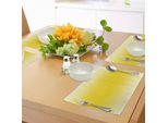 Abakuhaus Tovagliette Ombreggianti, Sun Kissed Summer Hot Beach Inspired Ombre Design Digital Printed Image Artwork Print, Tiscjdeco In Tessuto Resistente Al Lavaggio Per Sala Da Pranzo E Cucina, Giallo