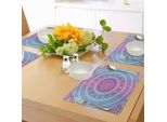 Abakuhaus Tovagliette Blu E Rosa, Motivo Mandala Ombre Floreale Con Medaglione In Stile Etnico BohéMien, Tiscjdeco In Tessuto Resistente Al Lavaggio Per La Sala Da Pranzo E La Cucina, Viola, Bianco E Blu