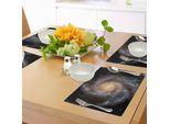 Tovagliette Abakuhaus Galaxis, Stelle Nella Galassia, Pianeti A Spirale, Spazio, Nebulosa, Tema Astronomico, Stampa, Decorazione Da Tavola In Tessuto Resistente Al Lavaggio Per Sala Da Pranzo E Cucina, Viola, Beige, Nero