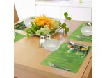 Abakuhaus "Tovagliette Per Il Giorno Di San Patrizio, Disegno In Legno Con Trifoglio Portafortuna, Monete D'oro E Ferro Di Cavallo, Tovaglietta Decorativa In Tessuto Resistente Ai Colori Per La Sala Da Pranzo E La Cucina, Verde Felce"