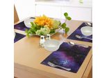 Tovagliette Abakuhaus, Nebula Dark Galaxy Con Stelle Luminose E Raggi Cosmici, Tema Astronomico, Tiscjdeco In Tessuto Resistente Al Lavaggio Per Sala Da Pranzo E Cucina, Blu Magenta