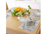 Tovagliette Abakuhaus, Sveglia Con Nuvole E Edifici In Stile Vintage, Decorazioni Da Tavola In Tessuto Resistente Al Lavaggio Per La Sala Da Pranzo E La Cucina, Grigio Chiaro