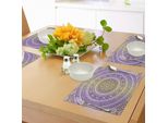 Abakuhaus Tovagliette Gialle E Viola, Mandala Tribal Vintage Etnico Karma Nel Cosmo Artsy Ombre Design, Tiscjdeco In Tessuto Resistente Al Lavaggio Per La Sala Da Pranzo E La Cucina, Senape E Viola