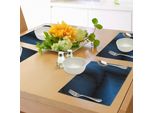 Tovagliette Abakuhaus Blu Navy, Con Un Maestoso Motivo Oceanico Blu Scuro E Un'immagine Riflettente, Tiscjdeco In Tessuto Resistente Al Lavaggio Per La Sala Da Pranzo E La Cucina, Blu Scuro