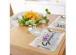 Abakuhaus Tovagliette Con Citazioni, Motivazionali, Benvenuto All'estate, Citazioni Con Cuori, Fiori, Ancore, Stampa, Decorazioni Da Tavola In Tessuto Resistente Al Lavaggio Per Sala Da Pranzo E Cucina, Multicolore