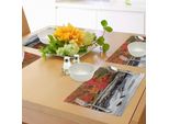 Abakuhaus Tovagliette In Legno Galleggiante, Una Zattera Di Legno Galleggiante Giace Su Un Torrente Impetuoso Nella Foresta In Autunno Immagine Digitale, Tiscjdeco In Tessuto Resistente Al Lavaggio Per La Sala Da Pranzo E La Cucina, Rosso