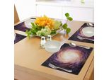 Tovagliette Abakuhaus Galaxis, Grande Pianeta Stardust Rosa E Viola Contorto Con Stampa Futuristica Spaziale, Decorazione Da Tavola In Tessuto Resistente Al Lavaggio Per Sala Da Pranzo E Cucina, Beige Nero Rosa