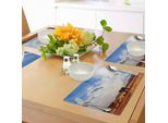 Tovagliette Abakuhaus Western, Cavallo Nella Monument Valley Sotto Il Cielo Aperto Con Nuvole, Stampa Paesaggistica Arizona-America, Tiscjdeco In Tessuto Resistente Ai Colori Per La Sala Da Pranzo E La Cucina, Crema Blu