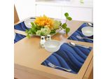 Tovagliette Abakuhaus Blu Navy, Design Ispirato Alle Onde Del Mare Con Grafica Digitale Riflettente Che Raffigura Il Mare, Tiscjdeco In Tessuto Resistente Al Lavaggio Per La Sala Da Pranzo E La Cucina, Blu Scuro