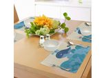 Tovagliette Abakuhaus Wal, Simpatica Balena Copiata Dal Cartone Animato Smiley Con Stampa Ornamentale A Strisce Ondulate, Decorazione Da Tavola In Tessuto Resistente Al Lavaggio Per La Sala Da Pranzo E La Cucina, Blu Scuro E Blu.