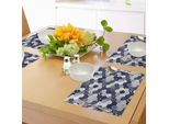 Tovagliette Abakuhaus Blu Navy, Motivo Patchwork Ottagonale Con Quadrati A Pois E Strisce, Tiscjdeco In Tessuto Resistente Al Lavaggio Per La Sala Da Pranzo E La Cucina, Bianco E