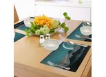 Abakuhaus Tovagliette, Cielo Notturno Sulle Montagne, Luna Crescente, Stelle, Infinito Cosmico, Grafica Astrale, Tiscjdeco In Tessuto Resistente Al Lavaggio Per Sala Da Pranzo E Cucina, Nero Verde Acqua