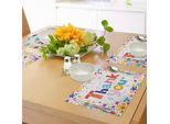 Abakuhaus Tovagliette Grazie, Citazione Circondato Da Fiori E Foglie Come Un'opera D'arte Primaverile Festosa, Tiscjdeco In Tessuto Resistente Al Colore Per La Sala Da Pranzo E La Cucina, Multicolore