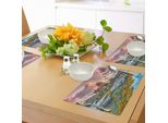 Tovagliette Abakuhaus, Ispirate All'antichità E Al Medioevo, Con Castello Da Principessa Vicino Al Lago Stones Moss, Tiscjdeco In Tessuto Resistente Ai Colori Per La Sala Da Pranzo E La Cucina, Multicolore