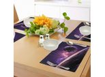 Tovagliette Abakuhaus Galaxis, Pianeti Sopra La Nebulosa Viola Cometa Celeste Raggi Magici Universo Astronomia Immagine, Tiscjdeco In Tessuto Resistente Ai Colori Per La Sala Da Pranzo E La Cucina, Magenta Viola