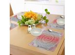 Abakuhaus Tovagliette Grigie E Rosse, Divinità Popolare Etnica Orientale E Mistico Boho Zen Ombre Mandala Art Design, Tiscjdeco In Tessuto Resistente Al Lavaggio Per La Sala Da Pranzo E La Cucina, Grigio Rosso