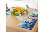 Tovagliette Abakuhaus Wal, Pesci Balena E Conigli Colorati Disegnati A Mano Con Illustrazioni Caricaturali Sun, Tiscjdeco In Tessuto Resistente Al Lavaggio Per La Sala Da Pranzo E La Cucina, Multicolore