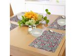 Tovagliette Retrò Abakuhaus, Motivo Floreale Boho Colorato Con Un Tocco Moderno, Tiscjdeco In Tessuto Resistente Al Lavaggio Per La Sala Da Pranzo E La Cucina, Rosa E Grigio