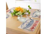 Tovagliette Retrò Abakuhaus, Vendemmia I Amo New York Con Statue Della Libertà Design Grunge Stampato, Tiscjdeco In Tessuto Resistente Al Lavaggio Per La Sala Da Pranzo E La Cucina, Arancione Blu