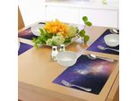 Abakuhaus Tovagliette, Stelle Nel Cielo Supernova Cometa Costellazione Universo Meteora Immagine Dei Pianeti, Tiscjdeco In Tessuto Resistente Al Lavaggio Per La Sala Da Pranzo E La Cucina, Blu Scuro Viola