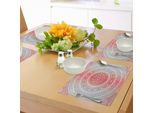 Abakuhaus Tovagliette Grigie E Rosse, Motivo Hippie Ombre Mandala Cosmo Con Fiori E Figure Geometriche Indie, Tiscjdeco In Tessuto Resistente Al Lavaggio Per La Sala Da Pranzo E La Cucina, Grigio Rosso