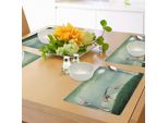 Abakuhaus Tovagliette Giraffa, Madre E Cucciolo Di Animale Su Prato, Atmosfera Fiabesca, Stella Brillante, Romanticismo, Immagine Della Luna, Tiscjdeco In Tessuto Resistente Al Lavaggio Per Sala Da Pranzo E Cucina, Multicolore