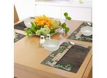 Abakuhaus "Tovagliette Per Il Giorno Di San Patrizio, Auguri Con Blocchetti Di Legno E Trifogli Di Carta Su Assi Rustiche Immagine, Decorazione Da Tavola In Tessuto Resistente Al Lavaggio Per La Sala Da Pranzo E La Cucina, Beige Marrone Terra D'ombra"