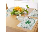 Abakuhaus "Tovagliette Per Il Giorno Di San Patrizio, Francobollo Come Design Saluti Per La Festa Del 17 Marzo Stampa Lucky Shamrock, Tiscjdeco In Tessuto Resistente Al Colore Per La Sala Da Pranzo E La Cucina, Bianco E Verde"