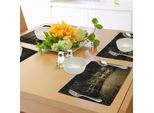 Abakuhaus Tovagliette Hobbit, Quattro Piccole Sedie Rustiche In Legno Nel Cortile Posteriore Hobbit Land Nuova Zelanda Immagine Seppia, Tiscjdeco In Tessuto Resistente Al Colore Per La Sala Da Pranzo E La Cucina, Marrone