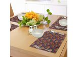 Tovagliette Abakuhaus, Motivo Floreale Funk-Kunst-Art-Zwiebel In Tonalità Pastello, Stampa Boho Moderna, Tiscjdeco In Tessuto Resistente Al Lavaggio Per Sala Da Pranzo E Cucina, Marrone E Blu