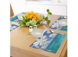 Tovagliette Abakuhaus Ocean, Skyline Da Sogno Con Nuvole Su Un'immagine Di Un'isola Tropicale Con Acque Cristalline E Costa Marina, Tiscjdeco In Tessuto Resistente Al Lavaggio Per La Sala Da Pranzo E La Cucina, Turchese Acquamarina